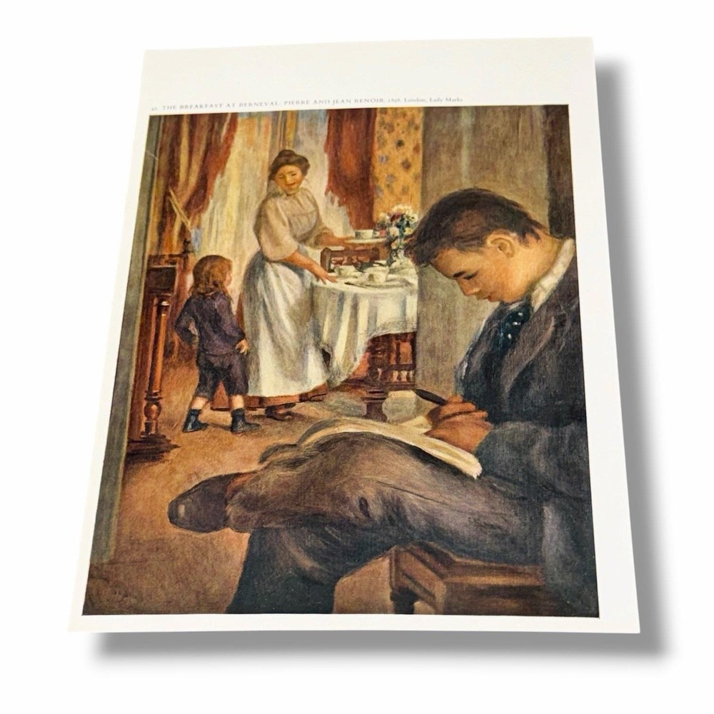 Vtg Book Plate Illustration The Breakfast at Berneval Pierre & Jean Renoir AE